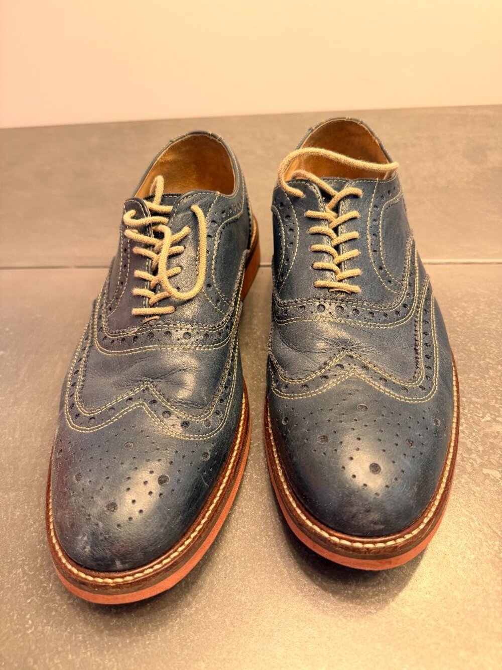 1901 Nordstrom Wingtip Oxford Shoes Men’s Size 12M Navy Blue Leather M72913